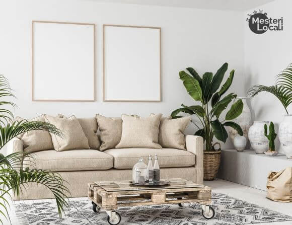 canapea maro textura panza plante decorative canapea maro textura panza plante decorative