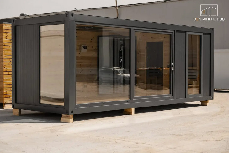 casa din container structura metalica usi glisante